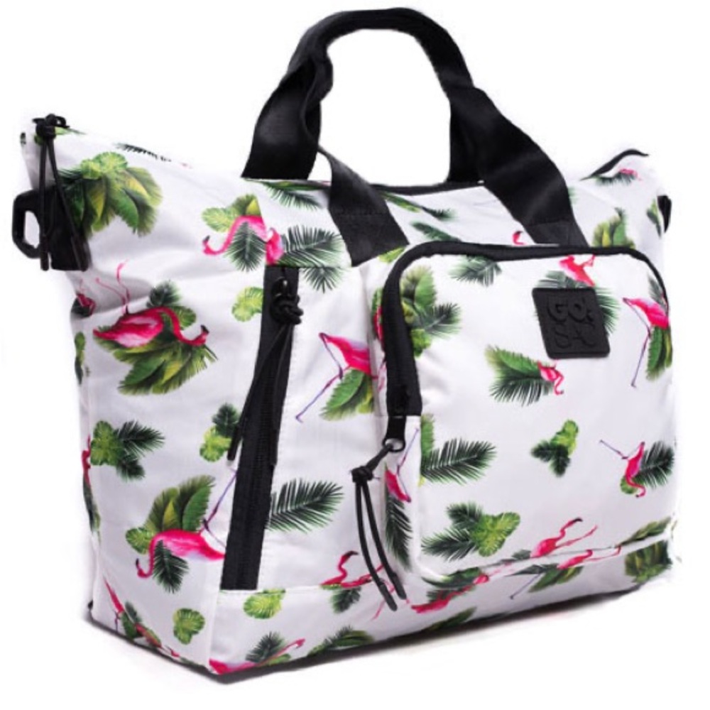 🦩GO!SAC Small Weekender Travel Tote Bag. Flamingo & Palm